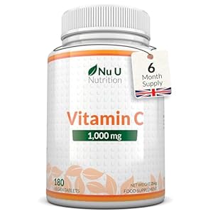Vitamin C 1000mg – 180 Vegan Tablets – 6 Month Supply – High Strength Ascorbic Acid – Supports Immune System, Energy & Collagen Formation* (EFSA Claims) – Nu U Nutrition