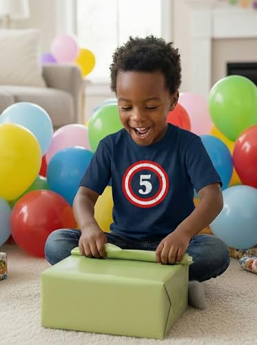 Tstars Captain 5th Birthday Shirt - Number 5 T-Shirt Gift for Five Year Old Kids, Toddler & Youth Boys Girls X-Small Navy
