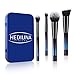 Travel Makeup Brush Set - HEDILINA 4 pcs Makeup Brushes Kit, Powder Brush, Foundation Brush, Eyeshadow Brushes, all in a Compact Box, Do Your Makeup Like a Pro Anytime! (Sapphire Blue)