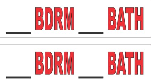 2-6x24__BDRM__Bath Real Estate Rider Sign Red Bedroom Bathroom Blank