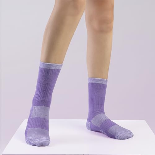 Crew Socks for Women Hiking Athletic Running Walking Cushioned Compression Cotton Socks 6 Pairs2