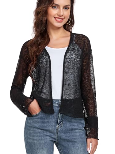 Womens Bolero Shrugs for Evening Dresses Elegant Cropped Shrug Long Sleeve Cardigan Lightweight Knit Cover Up2