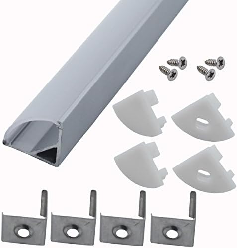 Litever 6 Pack 1Meter/3.3ft V Shape Aluminum Channels 90 Degree Corner LED Strip Channel System with PC Cover, Mounting Clips, End Caps,Designed for 3528 5050 LED Strip Mounting LL-017-DS