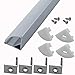 Litever 6 Pack 1Meter/3.3ft V Shape Aluminum Channels 90 Degree Corner LED Strip Channel System with PC Cover, Mounting Clips, End Caps,Designed for 3528 5050 LED Strip Mounting LL-017-DS