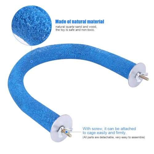 Image of Bird Perch U-Shape Wood Perch Stand Rack Grinding Toys for Parrot Macaw African Grey Budgie Parakeet Cockatiel Conure Lovebird Cage Shelf(Blue)