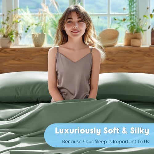 Image of SONORO KATE 1000 Series 100% Egyptian Cotton Queen Sheets,Extra Deep Pocket