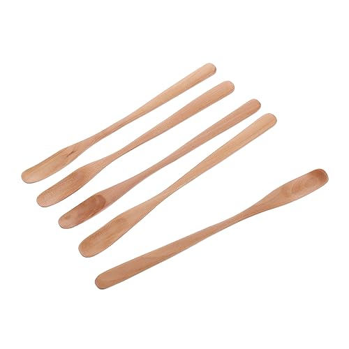 FUNOMOCYA Material Honey Stirring Scoops 5 Pack Wooden Honey Mixing Spoon Set Smooth Touch for Honey Syrup Jam