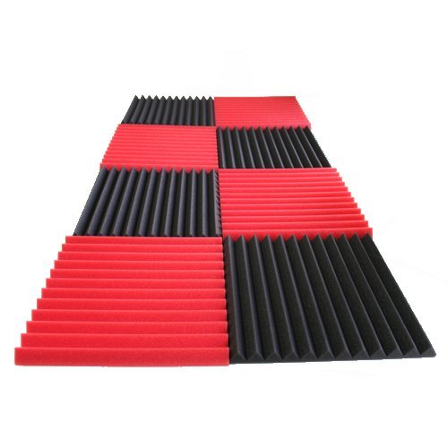 Wedge Red Charcoal 1 Inch x 12" W x12" L Acoustic Foam Panels Recording Studio Foam