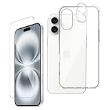 【1+1+1枚セット】For iphone 16 plus ケース クリア（1個）ガラスフィルム（1枚）カメラフィルム（1枚）iphone 16 pro ケース フィルム セット アイフォン16 プラス カバー 保護フィルム レンズフィルム 強化ガラス 指紋認証対応 高透過率 耐衝撃 全面保護 指紋防止 防水 防塵 気泡ゼロ
