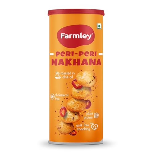 Image of Farmley Roasted and Flavoured Makhana | Peri Peri Makhana | Namkeen Snacks & Puffed Snacks | Healthy Snack | Cholesterol Free | Gluten Free | Rich In Protein & Fiber | Roasted In Olive Oil - 83g Jar