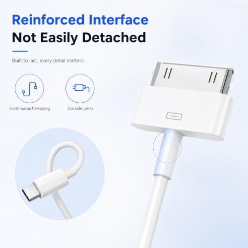 Image of Verilux USB C to 30 Pin Charger Cable & Data Sync for iPhone 4 /4S /3G /3GS /iPad 3 /2 /1
