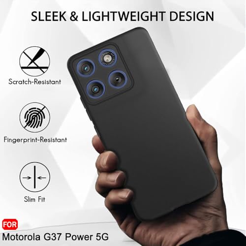 Image of TheGiftKart Sleek Back Cover Case for Motorola Moto G37 Power 5G | Slim Fit Protective Design | Ultra Matte Finish | Camera Protection Bump | Soft Back Cover Case for Moto G37 Power (Silicone, Black)