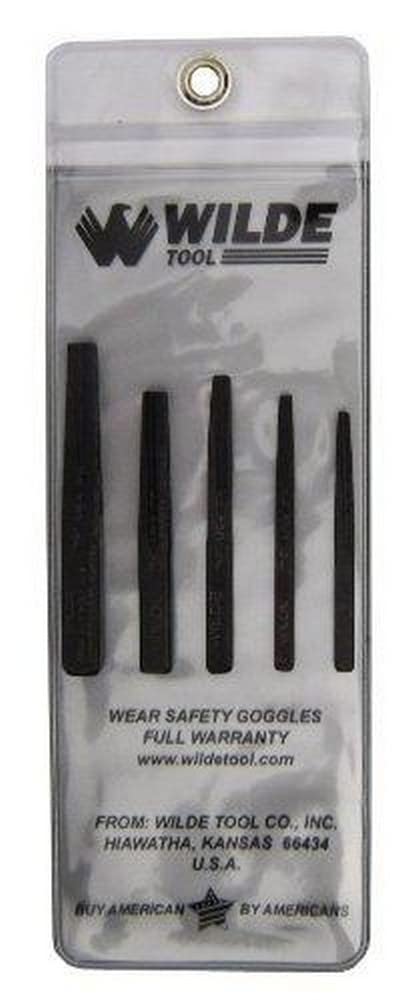 Wilde Tool 90/VP 5-Piece Screw Extractor Set-Vinyl Pouch