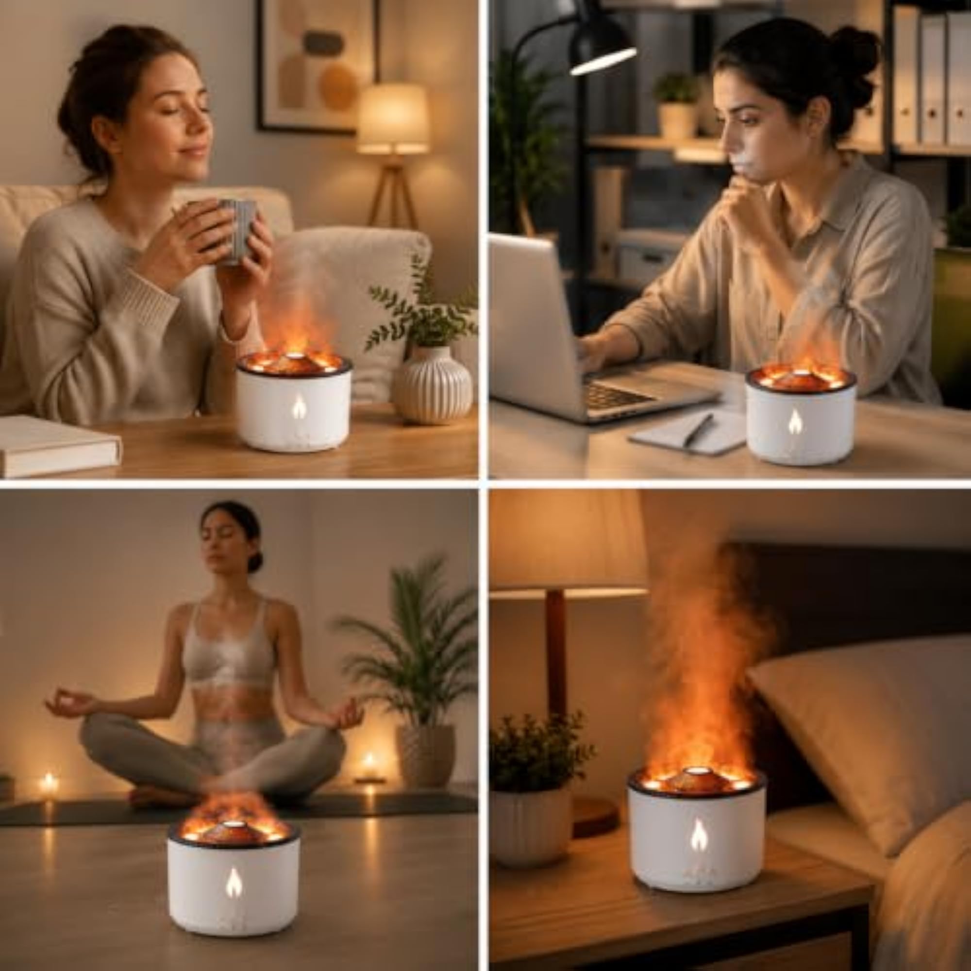 Flame Effect Humidifier & Essential Oil Diffuser for Home