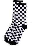 Mozff 1Pair Fashion Harajuku Trends Checkerboard Socks Geometric Checkered Socks Hip Hop Cotton Unisex Print Skateboard Soks Easy to Wear, Novelty, Skateboard