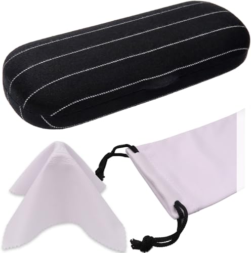 Image of MyEyeglassCase Men Small Glasses case - Eyeglasses Hard Shell Holder Pouch & Cloth-Reading Slim & Narrow Case Heavy Duty