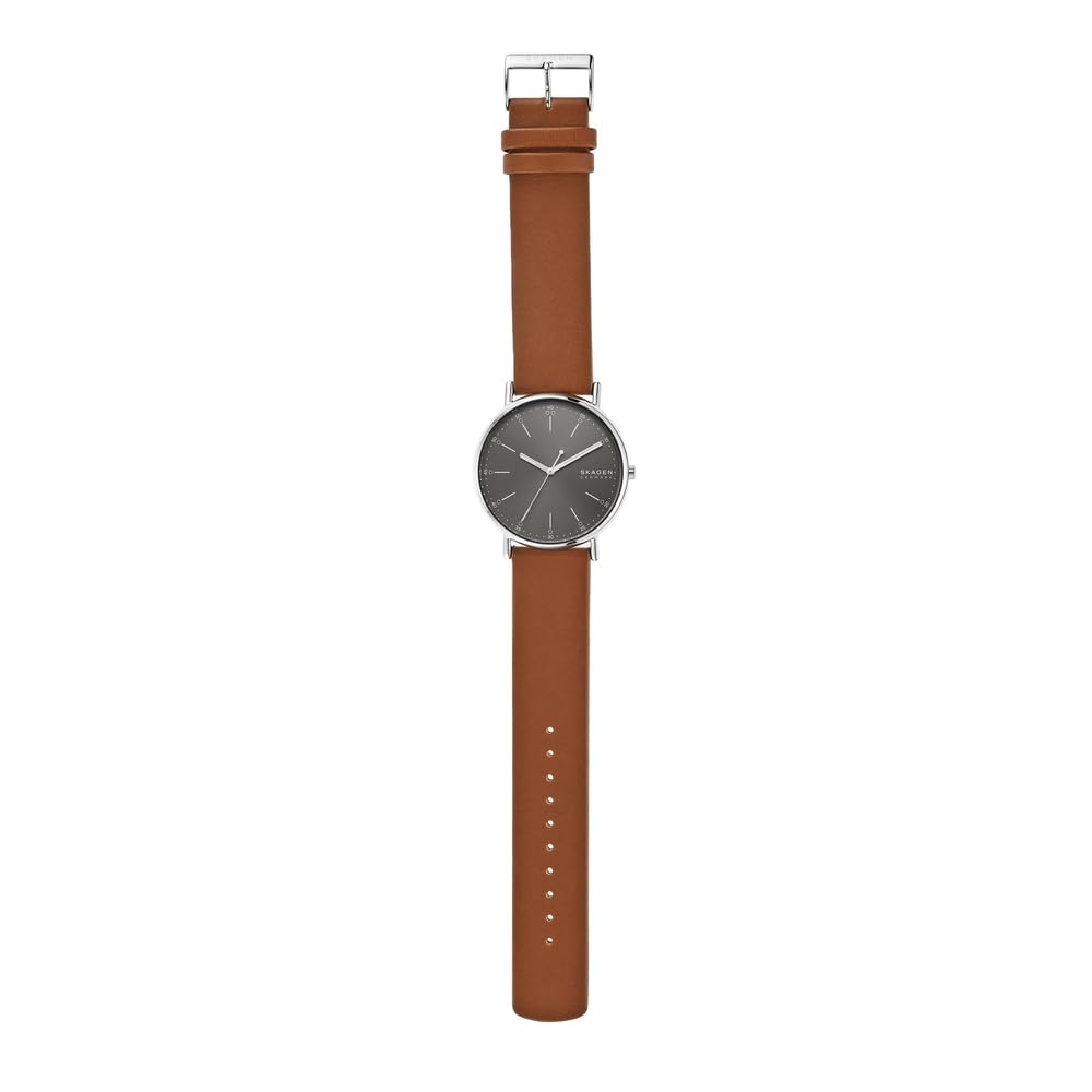 Skagen Orologio Signatur per uomo, Movimento al quarzo a tre lancette con cinturino in pelle