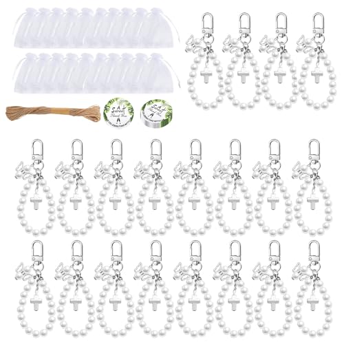 Porte-clés avec perles en forme de croix cadeau de mariage unique