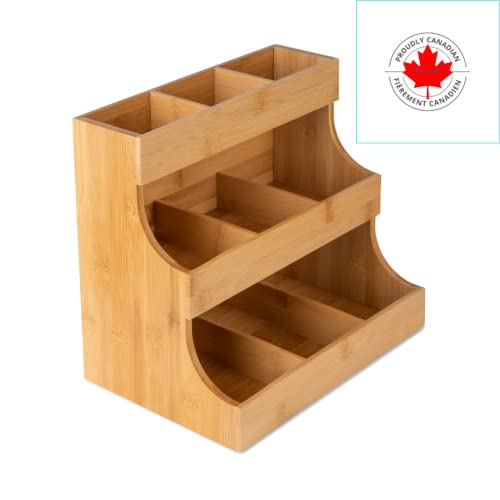 Vertikale Teebox mit Platz für Teebeutel oben und Zucker oder Kaffeesahne unten