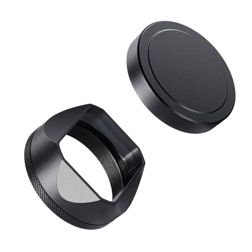 Metal Square Lens Hood (with Cover) with 49mm UV Filter Adapter Ring Compatible with for Fujifilm X100V/X100VI (Aluminum Alloy-Black)