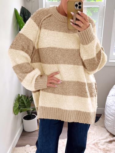 Image of Saodimallsu Womens Oversized Sweater Fuzzy Long Sleeve Casual Tunic Sweater