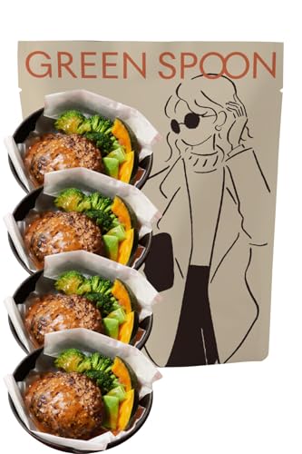 グリーンスプーン ハンバーグ 冷凍 4食 和風 【 お惣菜 低糖質 タンパク質 1食分の野菜 ダイエット 冷凍弁当 冷凍食品 レンジで5分 ヘルシー 】GREENSPOON