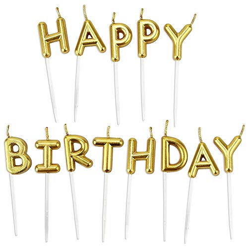 Image of HK balloons Happy Birthday Glitter Candle / 1st Birthday Candle /Happy Birthday Candle for Birthday Theme /Happy Birthday Candles for Cak (Gold)