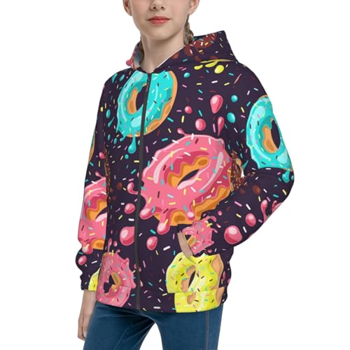 Donuts1 Kid Hoodies Boys Zip Up Sweatshirts Girls Pullover with Pocket