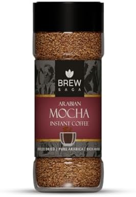 BREWSAGA Arabian Mocha Instant Coffee | 100% Arabica | Freeze-Dried | Ideal Flavoured Coffee | No Added Sugar | Makes 30 Cups | 50 Gram | Cafe Like Coffees At Home | Coffee Powder In Fresh
