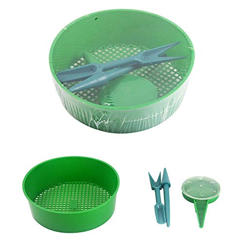 Cracklight 4 Pack Plastic Garden Sieve Sowing Seeder Planter Sifting Soil Stone Pan Plant Seed Set Gardening Tools