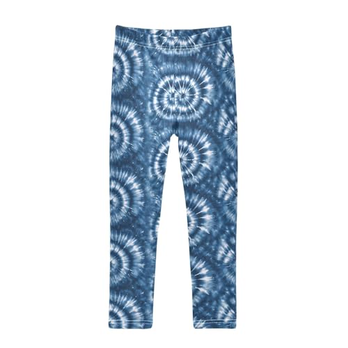 ALAZA Girls' Leggings Children's Yoga Pants Skinny Printed Dance Navy Tie Dye Comfortable 4T