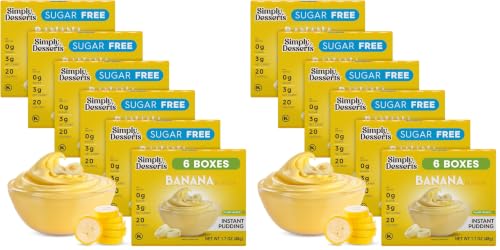 Image of Simply Desserts Banana Instant Pudding, Sugar-Free, 12-Pack - Healthy Dessert, Keto Snacks, Vegan & Diabetic-Friendly, Kosher, 1.7 Oz Ea