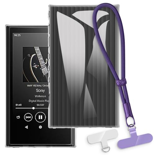 OAGELIM 2-in-1�ی�P�[�X�ƃ��X�g�X�g���b�v Sony NW-A307 �Ƃ̌݊������� ���O���\�ȃ��j���[�h�t���d�b�J�o�[�A����~�ߕ����h�~�O���b�v�n���h�� (�N���A + �p�[�v��)