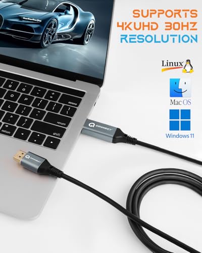 Image of Q- CONNECT DP To Hdmi 2M Cable 4K@60Hz 1080p@60Hz, Adaptor /Connector /Converter Compatible With Projector, Laptop, Monitor, Tv, Pc, Monitor, Audio & Video Support Aluminum Connector