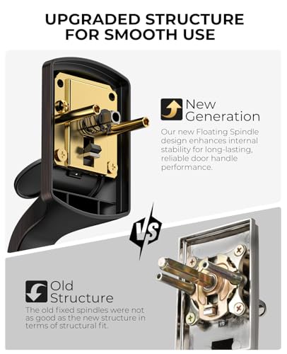 Image of Front Door Handle and Deadbolt Set for Right & Left, Front Door Lock Set with Single Cylinder Deadbolt, Entry Doors Locksets with Modern Exterior Handle, Reversible Lever, Oil Rubbed Bronze