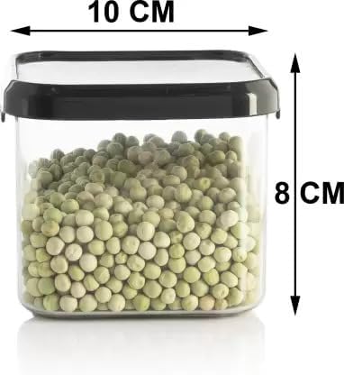 Image of Unbreakable Air Tight Square Plastic Containers Set For Kitchen Storage, Kitchen Container, Storage /Container Sets, Plastic Container, Air-Tight Design (500 Ml) (Black) (1)