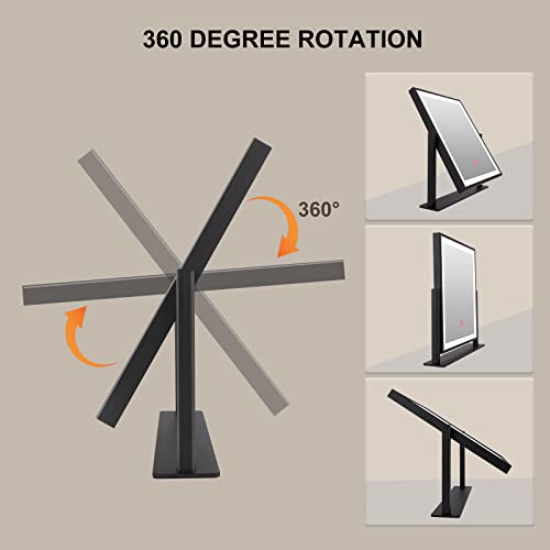 Lighted Vanity Mirror, Makeup Mirror With Dimmable, Smart Control, Memory, Adjustable 3000K/4000K/6000K, Birthday Wedding Gift, 360°Rotation (16In Black) #TOP3