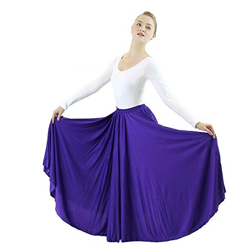 Danzcue Girls Long Full Circle Dance Skirt (S-M, Deep Purple) #TOP14