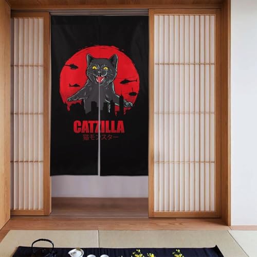 おもしろ 猫 猫柄 面白い ねこ (7) のれん 間仕切り 遮光 暖簾 ロング 目隠し カーテン 玄関 キッチン リビング 出入り口 飲食店 幅86cm*丈1143cm かわいい おしゃれ 年中使用 シンプル プレゼント GV153dX