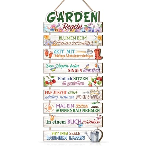 ANHUIB Garden Regeln Türschild Schilder Garten mit Sprüchen Türkranz Frühling Willkommensschild Lustiges Wandschild für Garten Balkon Terrasse Landhaus Deko Geschenk für Gartenliebhaber Gärtner