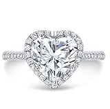 ERRA JEWEL 2CT-5CT Heart Cut Moissanite Halo Ring for Women, Basket-Setting Handmade Engagement Ring, Wedding Gifts for Her (Main Stone : 2.00 Carat)