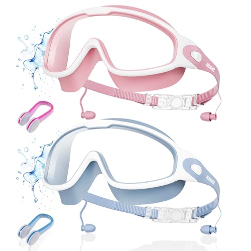 Aegend New Adult Wide View Swim Goggles Anti-Fog/UV No Leak Swimming Goggles with Ear Plugs for Men & Women