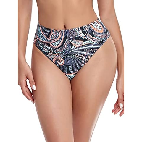 RELLECIGA High Cut Bikini Bottom, Paisley Floral Cover