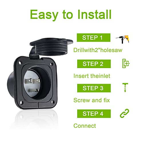 Eplzon 15 Amp 125Vac Rv Electrical Outlet Shore Power Inlet 2 Pole 3-Wire Rv Plugs Inlets Receptacles Flanged Inlet With Waterproof Cover For Marine Boat Cars Sheds Rvs #TOP3