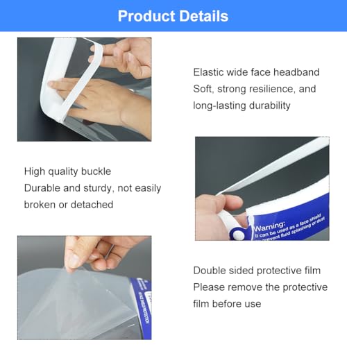 Doukesh 5 Stück Gesichtsschutz Face Shield mit Angenehmem Dank Polsterung Schutzvisier Gesichtsschutzschild Gesichtsschild Transparent Schutzschilde aus PET Gesichtschutz Staubdichte Anti Fog