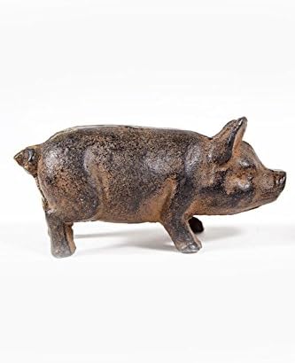 Antiqued Cast Iron Standing Pig Statuette Paperweight