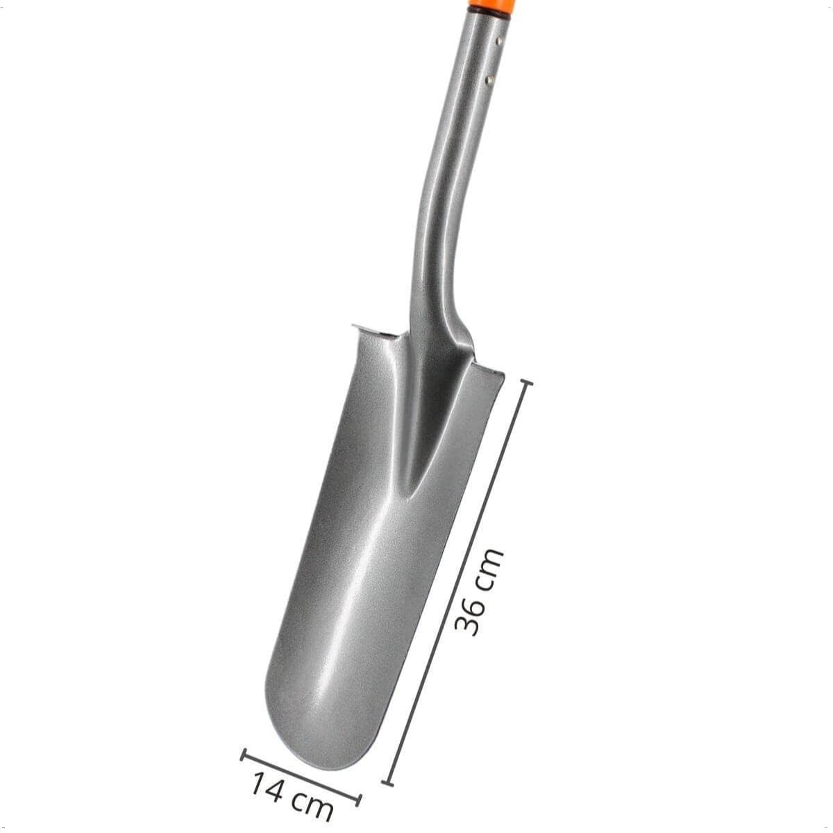 Rekord Drainagespaten (Stahl) mit D-Griff-Stahlstiel Breite:14 cm Länge: 120 cm Gartenspaten, Bauspaten, Spaten, Grabenschaufel, Kanalgrabeschaufel, Kabelspaten