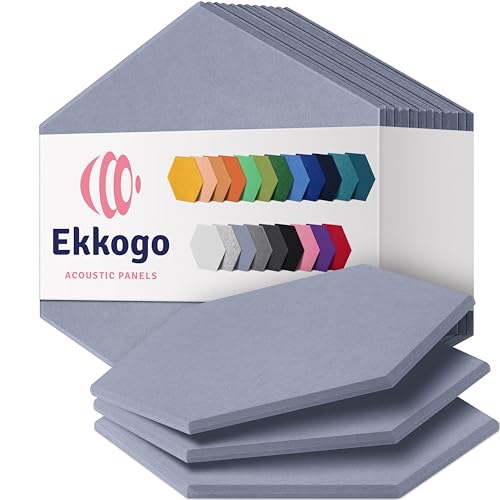 Acoustic Soundproof Wall Panels 12-Pack - 12"X10.4"X0.4" High Density Sound Dampening - [Dusky Gray Hexagon]