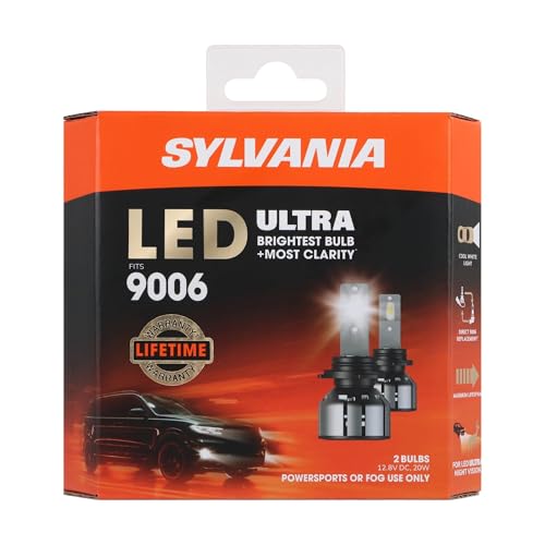 SYLVANIA - 9006 LED Ultra - Fog Lights For Cars and Trucks - Headlight Bulbs for Off Road Powersports - 6000k Cool White LED Light - Maximum Lifespan - No Polarity - DIY Upgrade