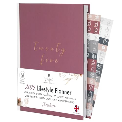 Perfect Planner Company - 2025 Lifestyle Planner - A5 Hardcover Organiser - Personal Development - Goal Setting - Habits and Routines - 100gsm FSC Paper, Mauve - Cosy Home Interiors Perfect Planner Company - 2025 Lifestyle Planner - A5 Hardcover Organiser - Personal Development - Goal Setting - Habits and Routines - 100gsm FSC Paper, Mauve
